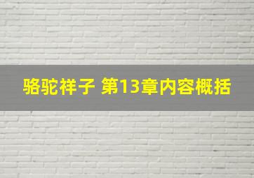 骆驼祥子 第13章内容概括